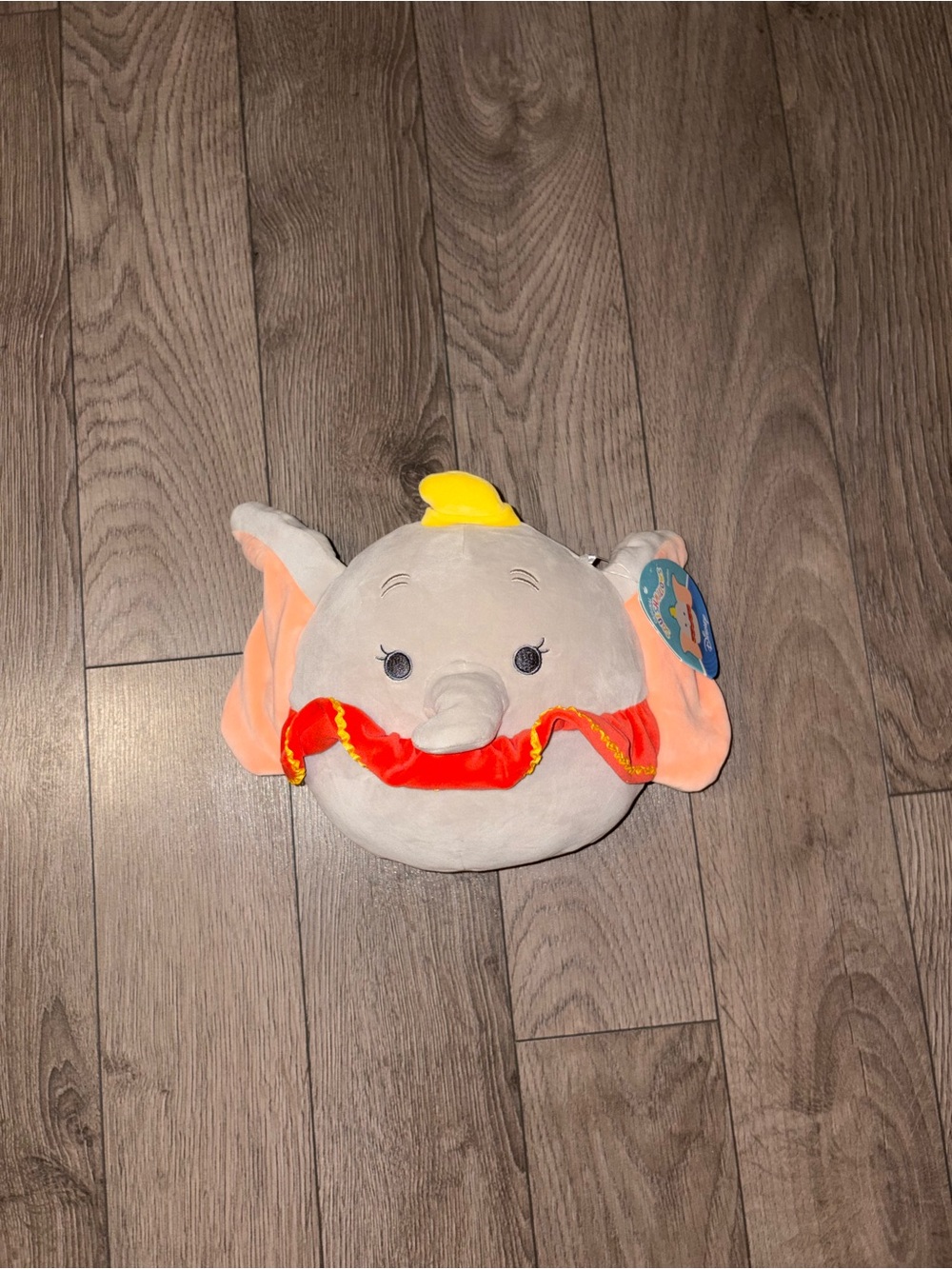 Dumbo Squishmallow Plush Head - Gray and Peach Soft Toy